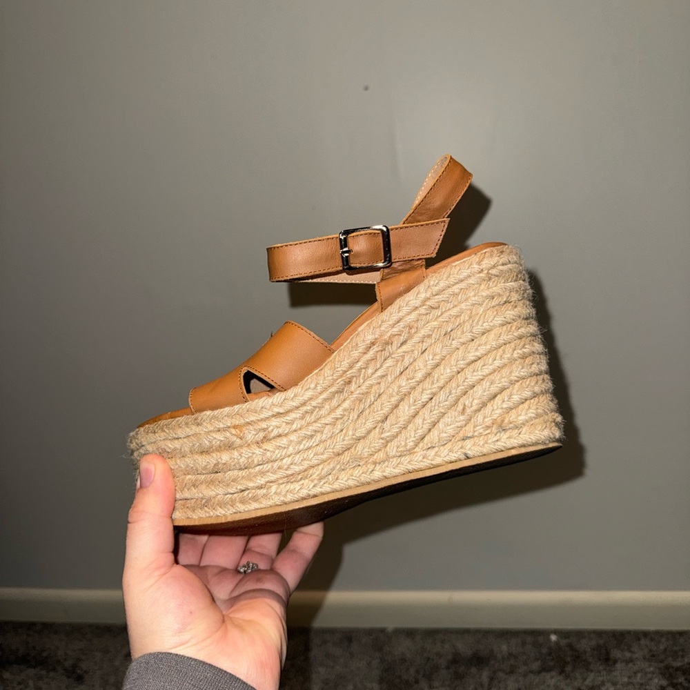 Stylish Tan Espadrille Wedge Sandals